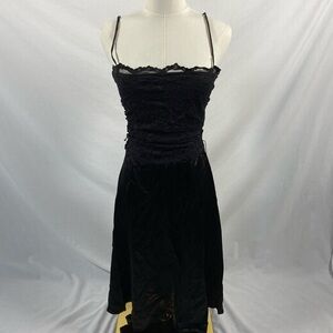 Ruby Rox vintage black lace strappy maxi dress size 11 whimsigoth dark fairy